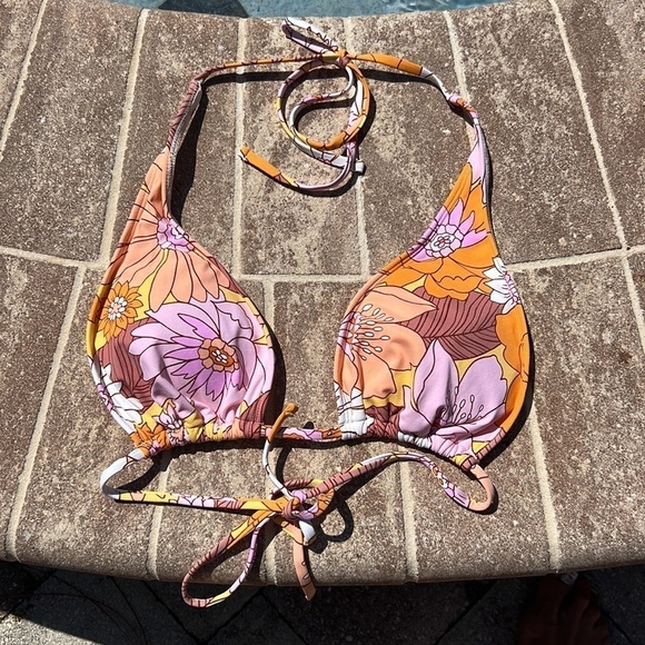 Honeybee Floral Two Way Convertible Bralette Halter Swim Top Size XL - Picture 5 of 9